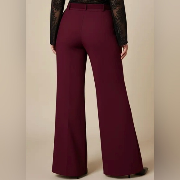 Wide-Leg Maroon Women's Dress Pants - Picture 3 of 3